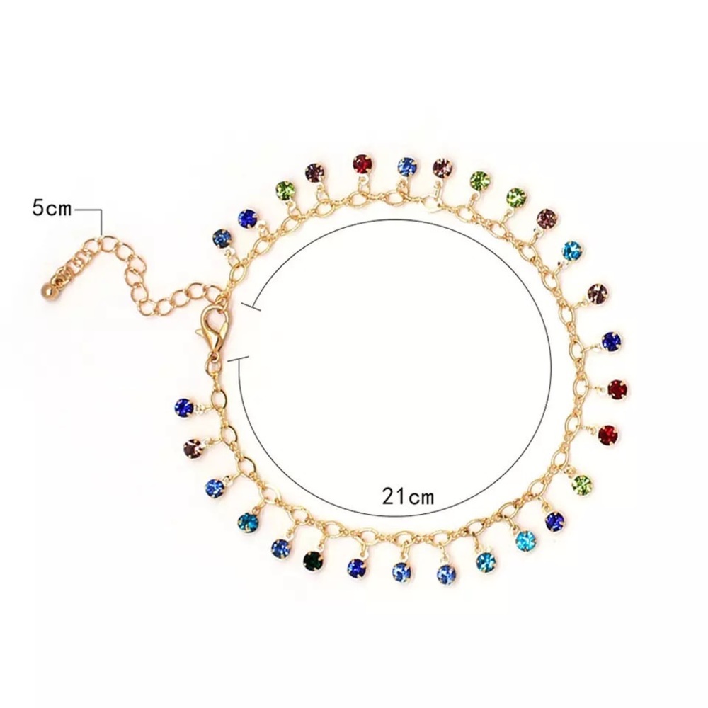 Gold Rhinestone Anklet - Picture 2 of 2